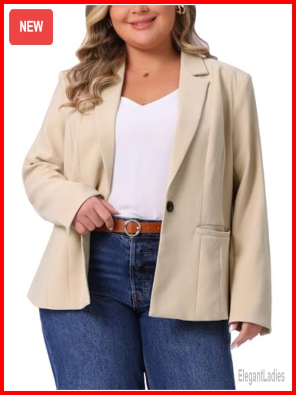 Plus Size Blazer Long Sleeve Notched Lapel Business Casual Work